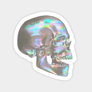 Iridescent Skull Profile in Lavender Blue Sticker